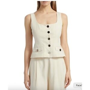 TOCCIN Georgia Scoop Neck Button Front Top Size 10 Bone Tencel NWT TU5416